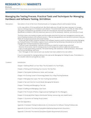 Managing the Testing Process Book Order Form