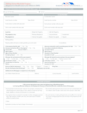 Making Home Affordable Request for Modification and Affidavit