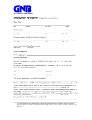 GNB Employment Application Form