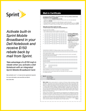 Sprint Mail-in Rebate Certificate
