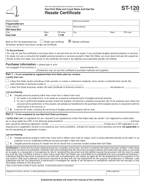 New York Resale Certificate ST-120