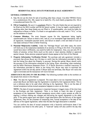 Residential Real Estate Purchase & Sale Agreement