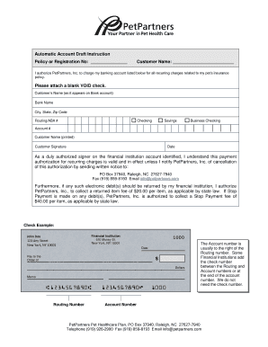 PetPartners Account Draft Instruction