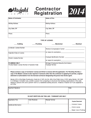 Michigan Contractor Registration Form