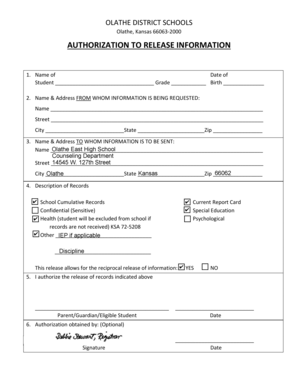 Authorization to Release Student Information