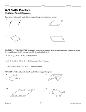 Geometry Worksheet: Tests for Parallelograms