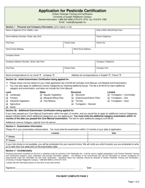 Ontario Pesticide Certification Application