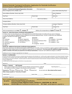 Ontario Pesticide Certification Application