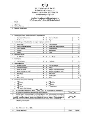 Roofers Supplemental Questionnaire