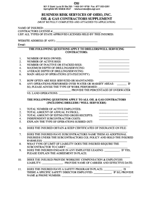 Oil & Gas Contractors Supplement Form