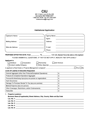 Habitational Insurance Application