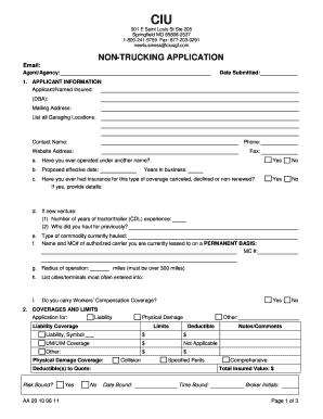 Non-Trucking Liability Insurance Application
