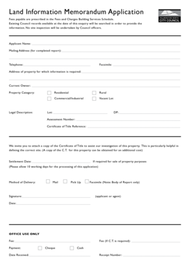 Land Information Memorandum Application