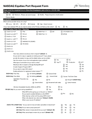 NASDAQ OMX Port Request Form