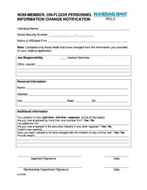 Non-Member Personnel Information Change Notification