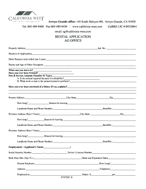 California Rental Application Form