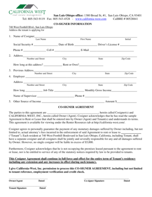 California Co-Signer Agreement
