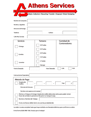 Formulario de Pedido de Servicio de Alquiler