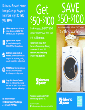 Delmarva Power Clothes Washer Rebate Form