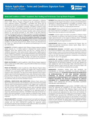 Delmarva HVAC Efficiency Program Rebate Application