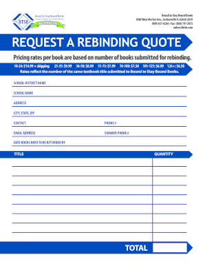 Textbook Rebinding Quote Request