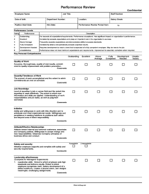 Employee Performance Review Form