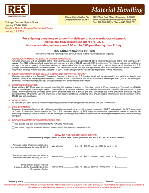 Chicago Outdoor Sports Show Shipping Instructions