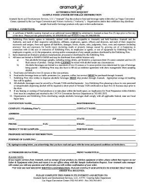 Sample Food and Beverage Distribution Authorization Request
