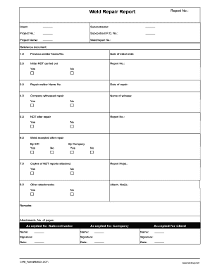 Weld Repair Report