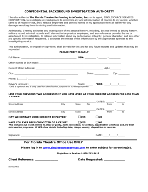 Background Investigation Authorization Form