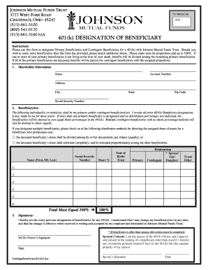 401(k) Beneficiary Designation Form