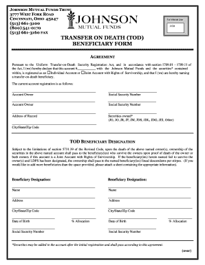 Johnson Mutual Funds Transfer on Death Beneficiary Form