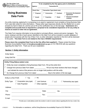 New York Doing Business Data Form