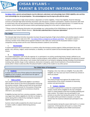 CHSAA Bylaws Acknowledgment Form