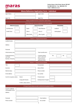 Maras Reference Application Form - Individual