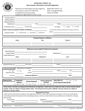 New Customer Information and Credit Application