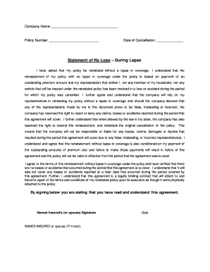 Insurance Policy Reinstatement Agreement