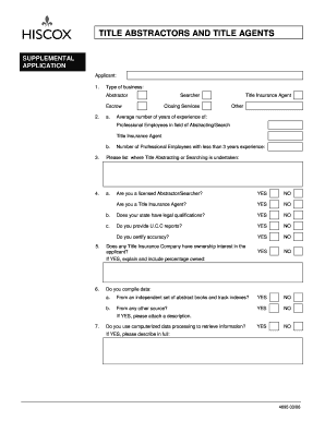 Title Abstractors and Agents Supplemental Application