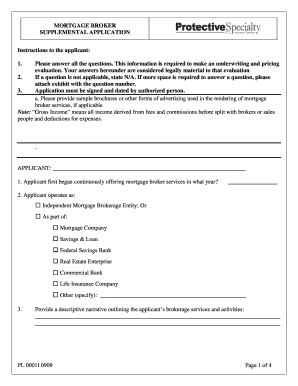 Mortgage Broker Supplemental Application