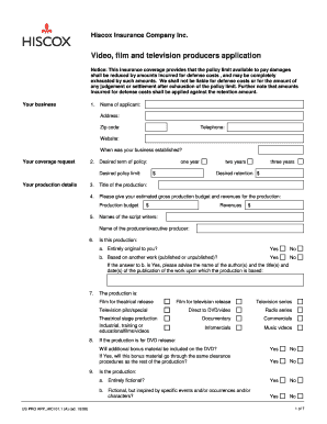 Video Film Television Producers Application