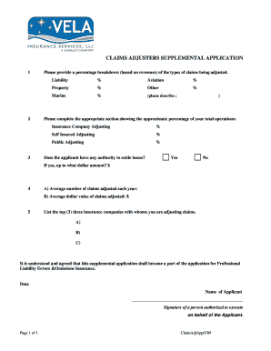 Claims Adjusters Supplemental Application