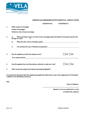Mortgage Broker Supplemental Application