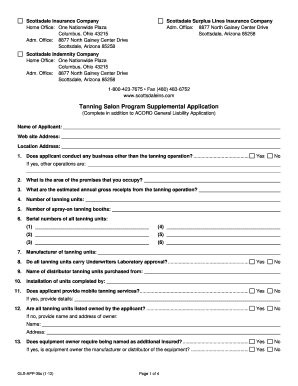 Tanning Salon Program Supplemental Application