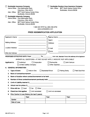 Prize Indemnification Application