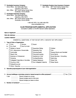 Club Program Supplemental Application