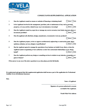 Consultants Supplemental Application