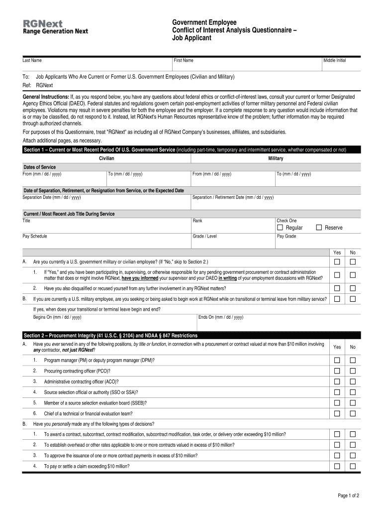 conflict of interest questionnaire for employees Preview on Page 1.