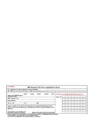 DBS Bank Bill Payment Services Application Form