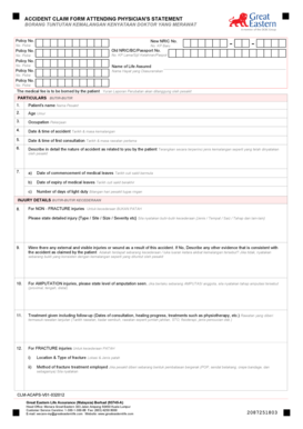Accident Claim Form Attending Physician's Statement