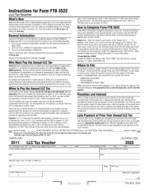 California LLC Tax Voucher Form FTB 3522
